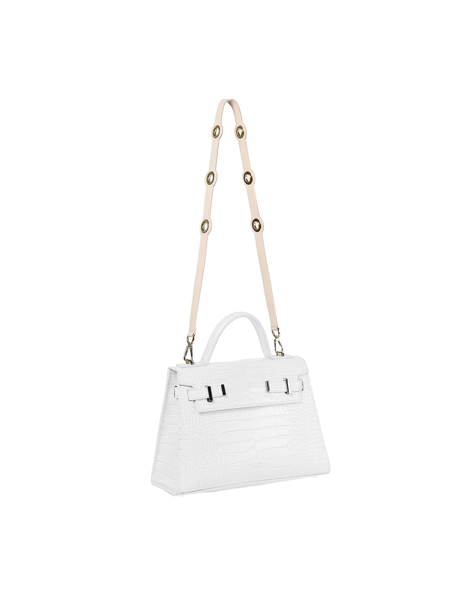 Eyelet Leather Strap - Cream