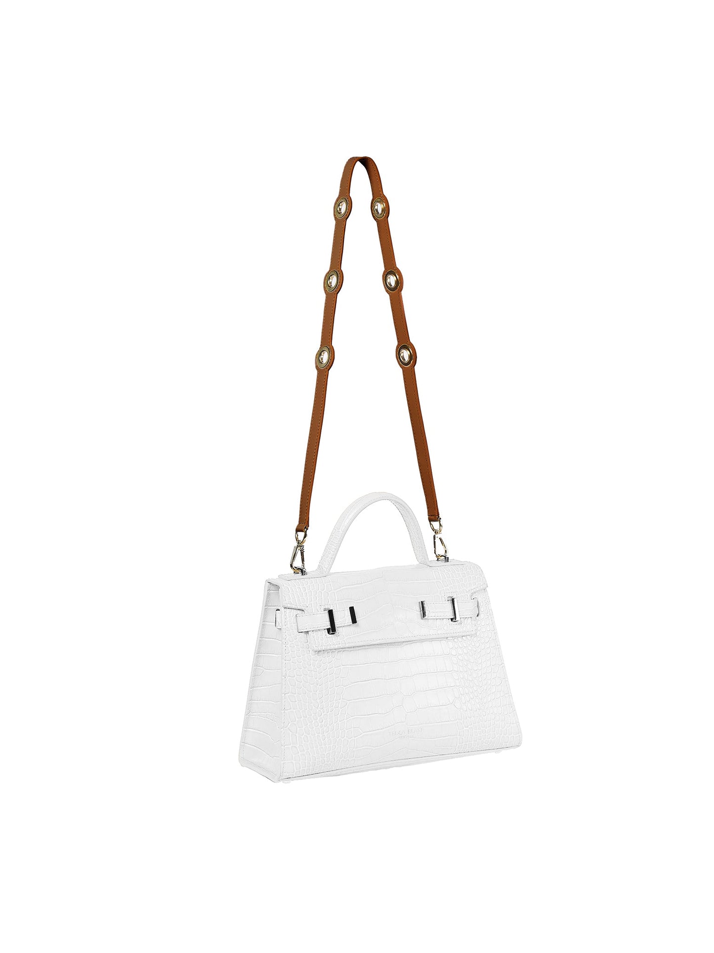 Eyelet Leather Strap - Camel Brown