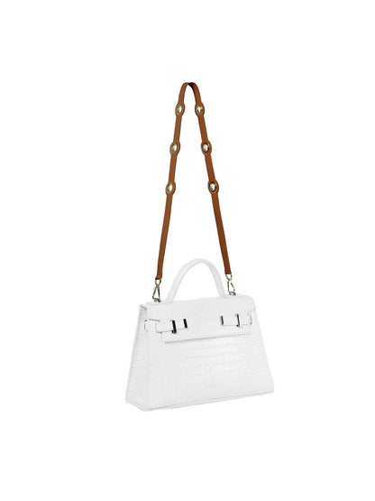 Eyelet Leather Strap - Camel Brown