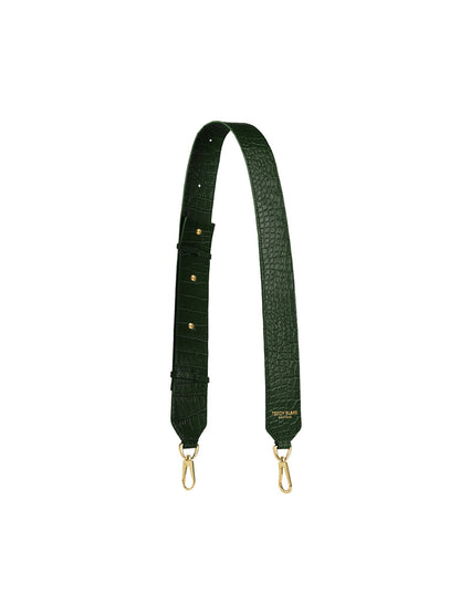 Croco Leather Wide Strap - Dark Green