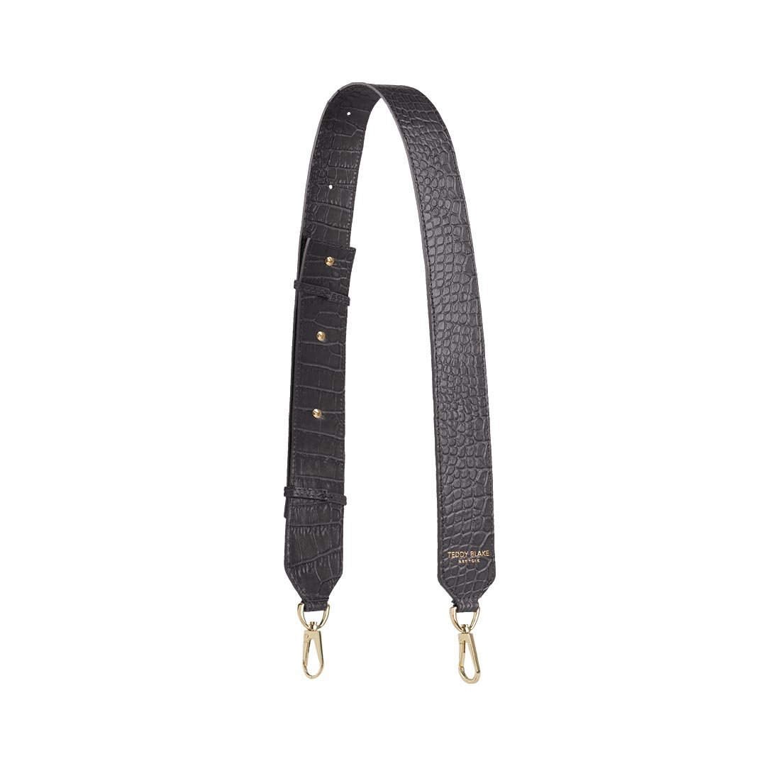 Croco Leather Wide Strap - Dark Grey