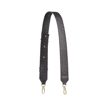 Croco Leather Wide Strap - Dark Grey