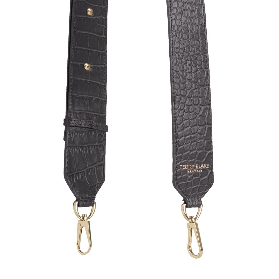 Croco Leather Wide Strap - Dark Grey