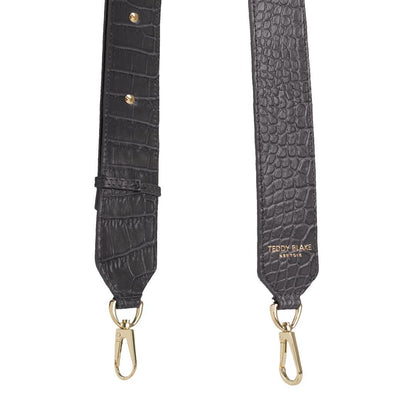 Croco Leather Wide Strap - Dark Grey