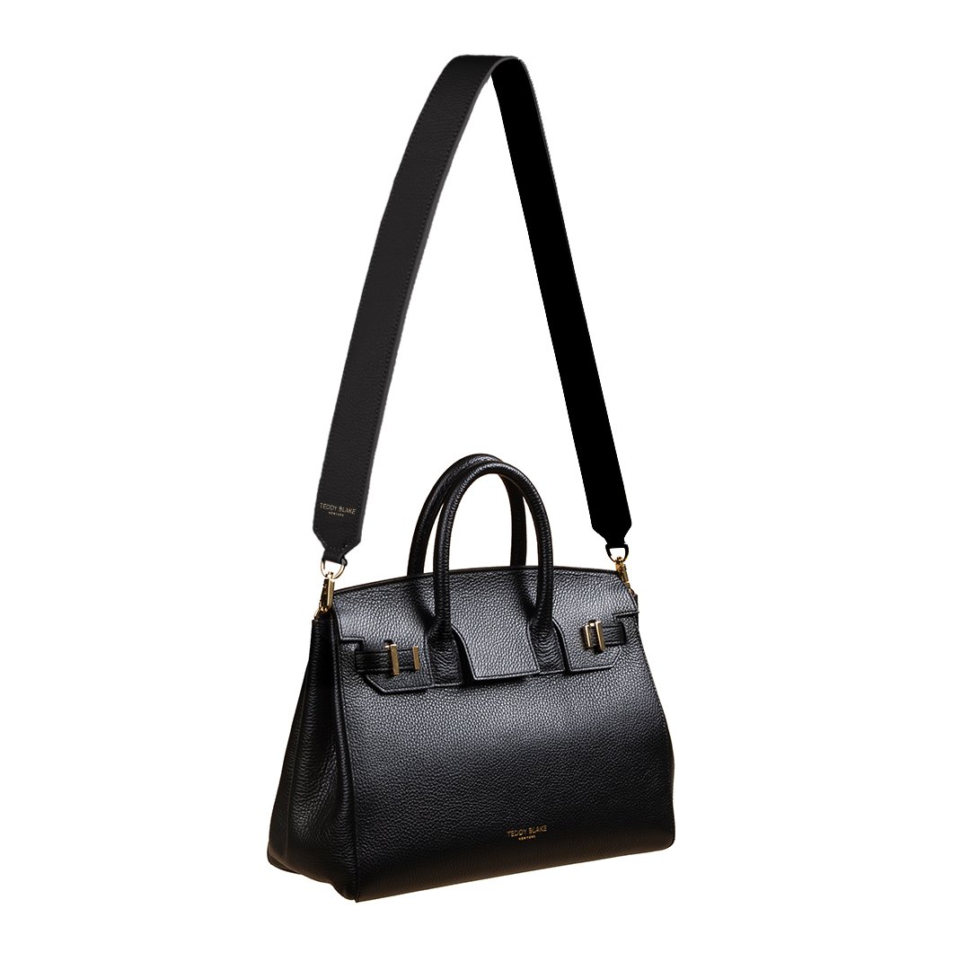 Stampato Leather Wide Strap - Black