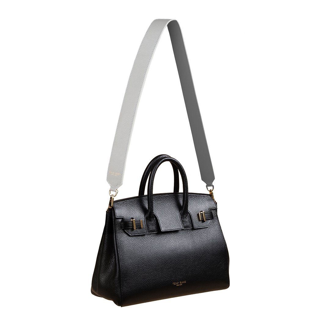 Stampato Leather Wide Strap - Light Grey