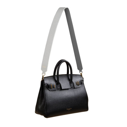 Stampato Leather Wide Strap - Light Grey