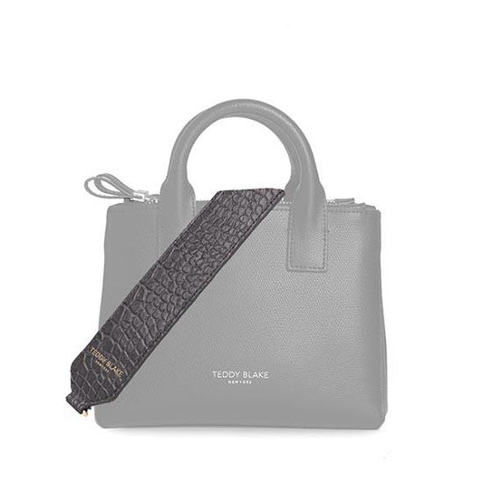Croco Leather Wide Strap - Dark Grey
