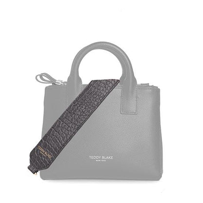 Croco Leather Wide Strap - Dark Grey