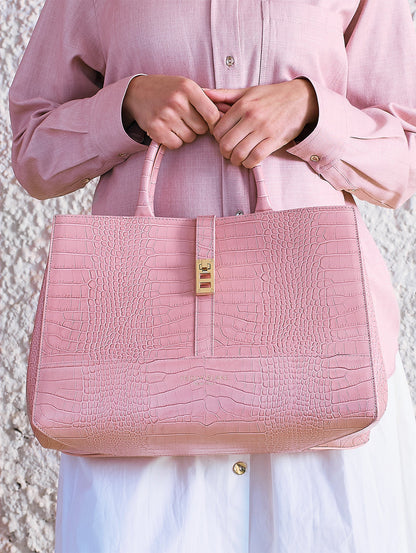 Lola Croco 15" - Nude Pink